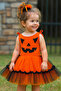 Halloween Special Orange -Black Pumpkin Girl Costume with Elastic Back and Buckle