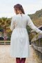 V-Neck Button Detail Zipper Closure Long Sleeve Dress - 5