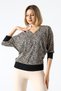 RUNDU Women Zip Detail Batwing Trivak Sleeved Leopard Jacquard Knit Blouse & Jersey Blouse - Beige - 5