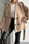 Midi Boy Premium Women's Trench Coat - Tan - 2