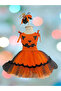 Halloween Special Orange -Black Pumpkin Girl Costume with Elastic Back and Buckle - 3