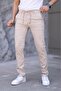 Men's Cream Slim Fit Stretchy Lycra Dobby Quality Linen Lace-Up Stylish Trousers