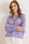 Women's Lilac Sleeve Detailed Honeycomb Knit Sweater Kzk-19000399