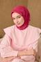 Thin Cotton Soft Scarf Fuchsia-Pink-Rose Pink Patterned Breathable Tok Duruşlu 90X90 - 4