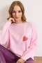 Women's Pink Heart Detailed Soft Textured Knitwear Sweater Kzk-19001015 - 3