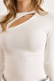 Women's White Cotton Modal Drop Neckline Stretchy Blouse Blz-19003130 - 5
