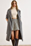 Women's Smoked Belted Lined Premium Cashmere Coat with Pockets Kbn-19000013