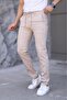 Men's Cream Slim Fit Stretchy Lycra Dobby Quality Linen Lace-Up Stylish Trousers - 2