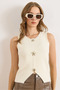 Women's Ecru Button Detailed Asymmetrical Crop Beard Blouse Blz-19003134 - 4