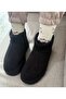 Fi̇ona Black Suede Women's Boots with Fur Inside and Thick Soles - 5