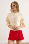 Women's Ecru Heart Buttoned Crew Neck Knitwear Cardigan Hrk-19000410 - 5