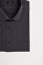 Men's Big Size Plus Size Long Sleeve Cotton Single Pocket Satin Anthracite Shirt - 3