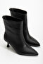 Women's Black Leather Pointed Toe Thin Heeled Boots - 2