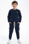 Seasonal Wrinkled Fabric Boys' Tracksuit Set with Pocket Detail