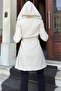 Women's Herringbone Melton Coat – Hooded Collars, Double-Breasted Sleeves, Stylish Winter Coat 700-3688462 - 3