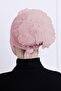 Ruffled Front Stitched Combed Cotton Bonnet - Women's Hijab Tie-On Bun Inner Bonnet-Pink - 7