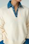 Women's Denim Detailed Polo Neck Knitwear Sweater - 3