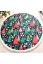 Pompom Pine Tree Floor Covering – Red Green Pine Tree Printed Poplin Fabric on Navy Blue (80 cm)