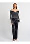 60206 Pale Effect Sleeve Slit Detailed Zippered Knitwear Cardigan-Anthracite