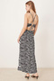 Women's Black Double Breasted Collar Elastic Waist Backless Long Dress Arm-25Y001106 - 4