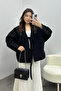 Women's Black Lace Detailed Imported Cashmere Jacket