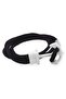 Black White Fan Two Rows of Wrap with Large Metal Anchor Men's Bracelet M063C - 2