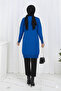 Patterned Long Mercerized Cardigan N3193 Cobalt Blue - 4