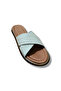 Women's Knitted Flat Genuine Leather Cross Strap Slippers - 6