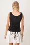 Women's Black Square Neck Vest with Lace-Up Detail on the Back, Linen Look Arm-25Y001089 - 3
