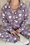 Lila Penguin Patterned Front Buttoned Plush Fleece Pajama Set - 5