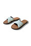 Women's Knitted Flat Genuine Leather Cross Strap Slippers - 4