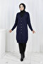 Patterned Long Mercerized Cardigan N3193 Navy Blue