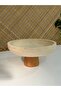 Real Travertine Marble Natural Wooden Base 25X5 cm Presentation Decorative Presentation Bowl - 6