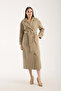 Light Khaki Oversize Trench Coat with Windbreaker Detail - 6