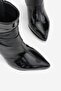 Women's Black Patent Leather Genuine Natural Leather Size 35-41 Thin Heel Pointed Toe Boots & Booties - 3