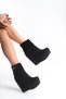 Eve; Women's Boots with Black Suede Fur Detail, 12 cm Wedge Heel