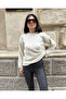 Women's White Crew Neck Bearded Soft Knitwear Sweater - 3