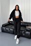 women hooded 3 yarn bottom top tracksuit set NDCB11636 - 2
