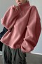 Women's Ultra Heat Plush Sherpa Oversize Half Metal Zipper Elastic Adjustable Fleece Sweatshirt - 6