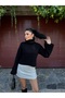 Women's Black Turtleneck Sleeve Detailed Knitwear Sweater - 5