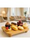 Bamboo Top Pedestal Serving Plate Square 25X25 cm – Stylish Cake & Dessert Breakfast Serving Plate - 4