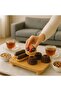 Bamboo Top Pedestal Serving Plate Square 25X25 cm – Stylish Cake & Dessert Breakfast Serving Plate - 2
