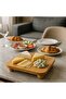 Bamboo Top Pedestal Serving Plate Square 25X25 cm – Stylish Cake & Dessert Breakfast Serving Plate - 3