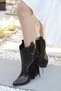 Deep Tassel Detailed Trock Short Bitter Brown Western Women's Cowboy Boots - 5