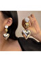 Vintage Exaggerated Golden and Silvery Color Heart-Shaped Earrings - 3