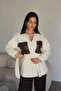 Thin Premium Jacket with Coffee Leather Trim and Snap Buttons and a Belt - 5