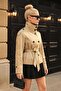 Short Belted Women's Trench Coat Jacket - 3