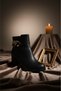 Winter's Approach Women's Side Gold-Colored Chain Belt Detailed Autumn Zippered Flag Heel Boots - 6