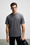 Solo Men's 100% Organic Cotton Thick Textured Comfort Fit Crew Neck Anthracite T-Shirt