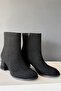 Women's Marta Black Suede 6 cm Thick Heeled Egg Toe Zippered Boots - 2
